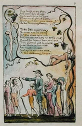 The Ecchoeing Green、plate 2（Bentley 7）from Songs of Innocence and of Experience、c.1789-94（pen＆ink and wcによるレリーフエッチング）